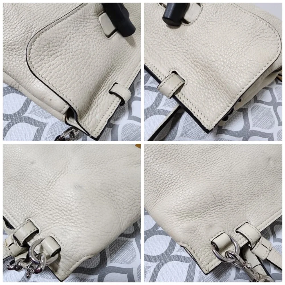 Authentic Gucci Small Bamboo Daily Satchel Bag Off-White